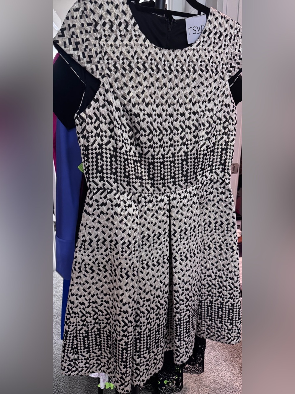 RSVP Black and White Geometric Midi Dress